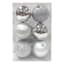 6-Count Silver Mix Shatterproof Ornaments, 100mm