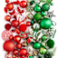 6-Count Green Mix Shatterproof Ornaments, 100mm