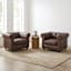 Set of 2 Providence Chesterfield Brown Faux Leather Tufted Accent Chair