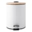 White Embossed Metal Step Bin with Bamboo Lid, 5l
