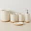 Honeybloom 5-Piece Reagan White Flower Stamp Bathroom Accessories Set