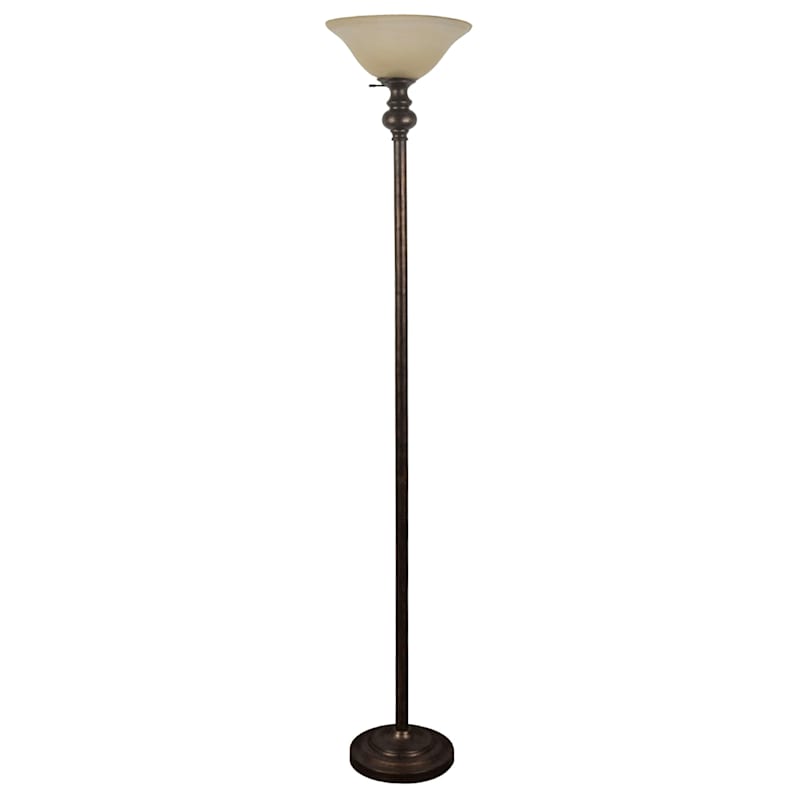 Bronze Torchiere Finish Floor Lamp with Metal Shade, 71"