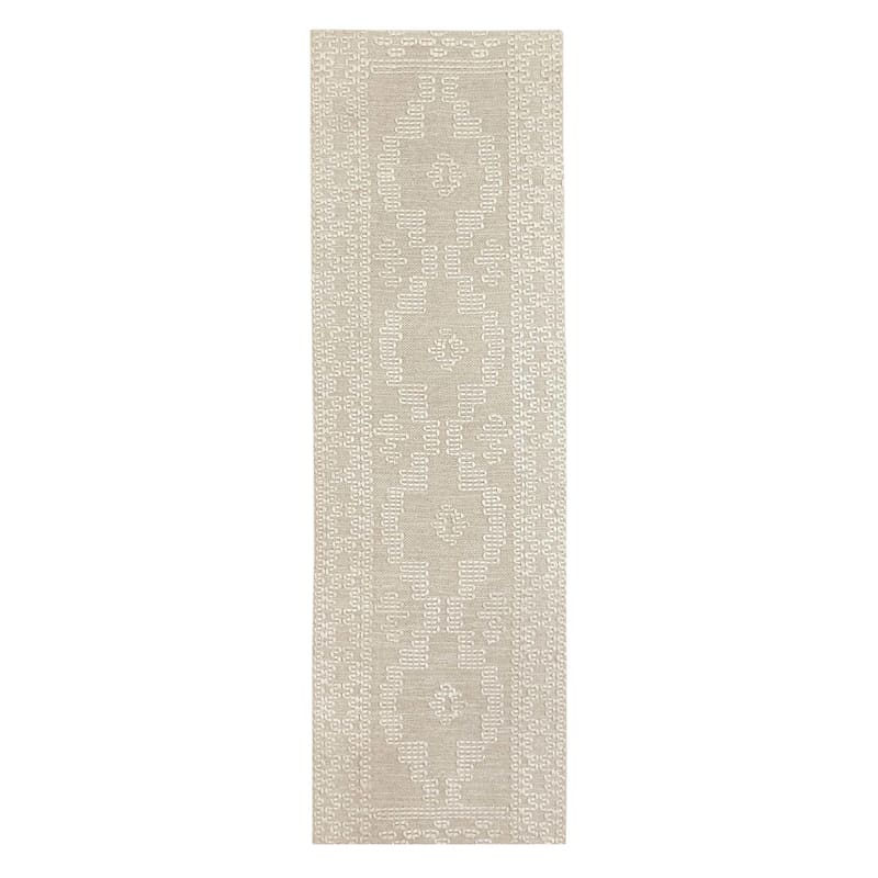 (B669) Found & Fable Goa Ivory Tribal Handmade Runner, 2x6