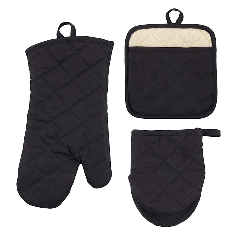Black Mini Oven Mitt Set