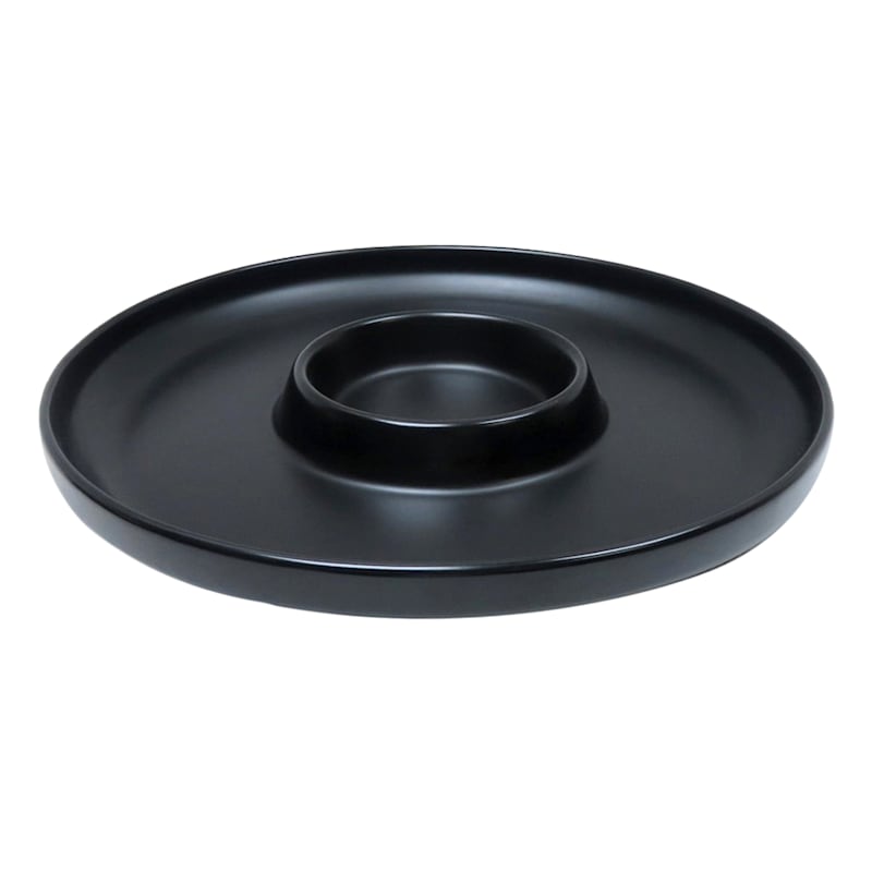 Crosby St. Black Ceramic Chip & Dip Platter, 13"