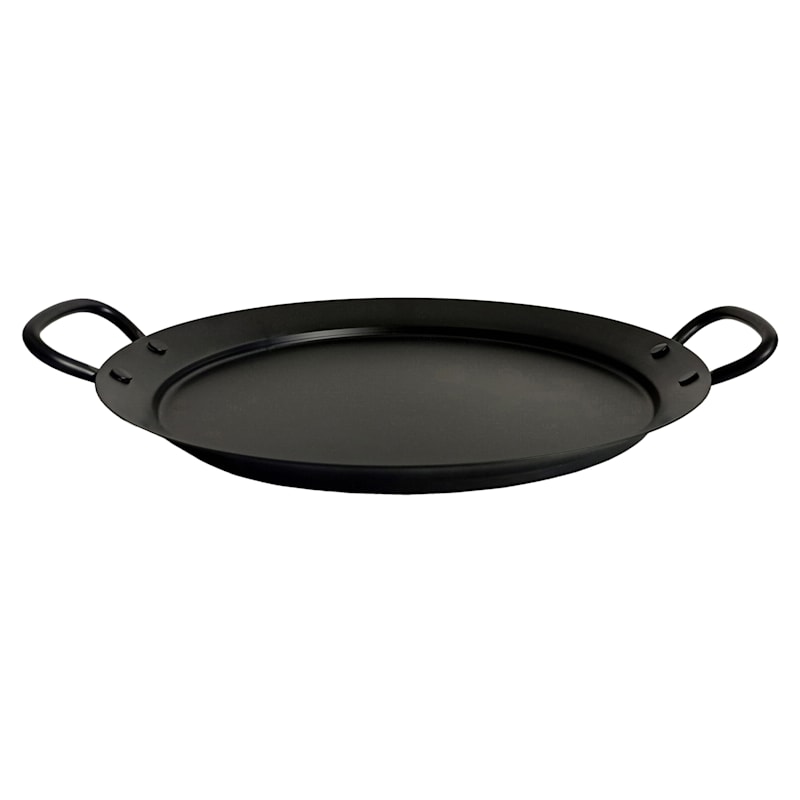 Found & Fable Black Round Charger Plate with Handle
