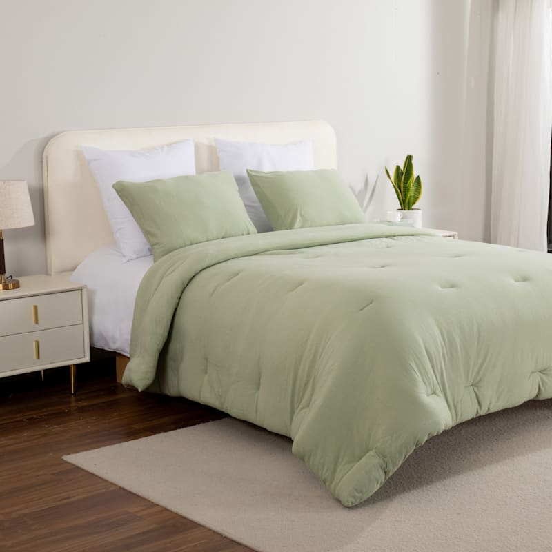 Green Soft Knit Jersey Single Comforter, Full/Queen