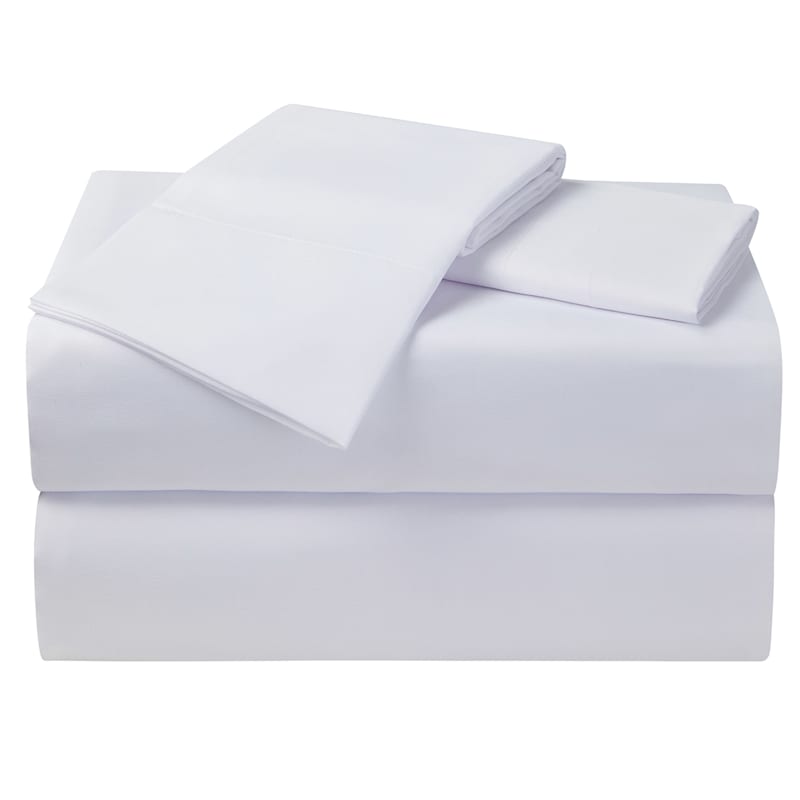 4-Piece White Cooling Microfiber Sheet Set, Queen