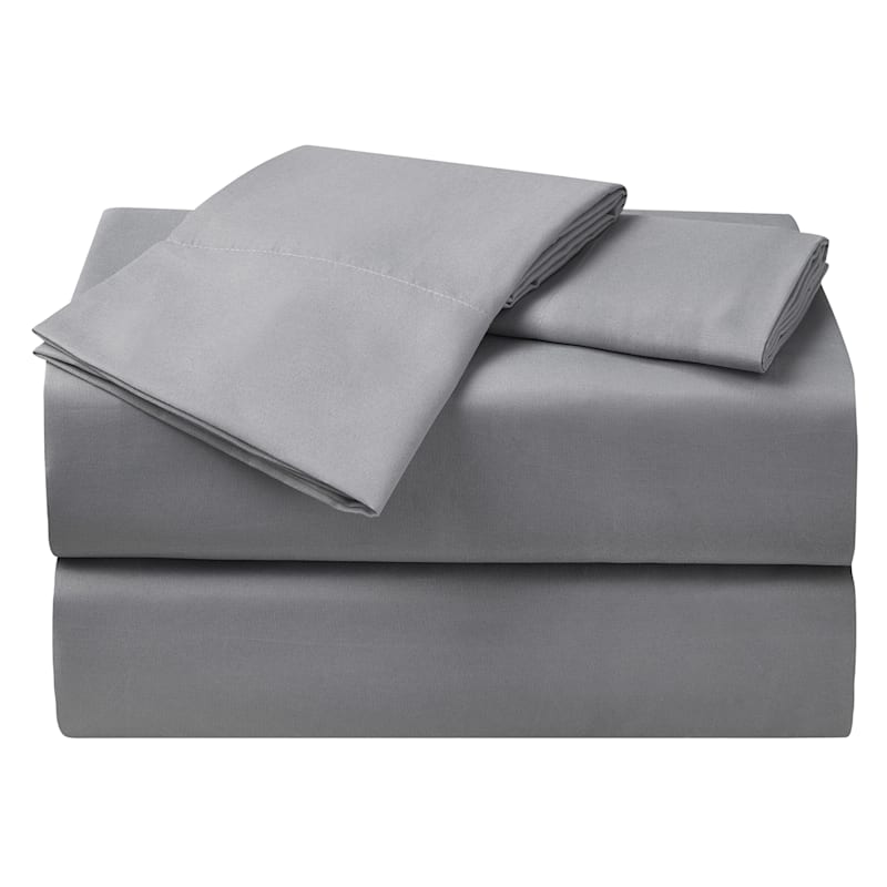 4-Piece Dark Grey Cooling Microfiber Sheet Set, Queen