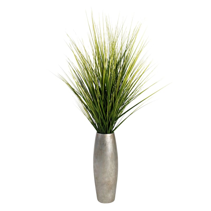Natural Grass In Silver Pot At Home