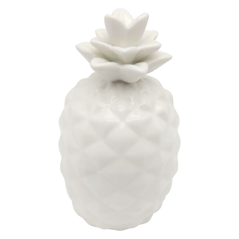 8in Ceramic White Pineapple At Home
