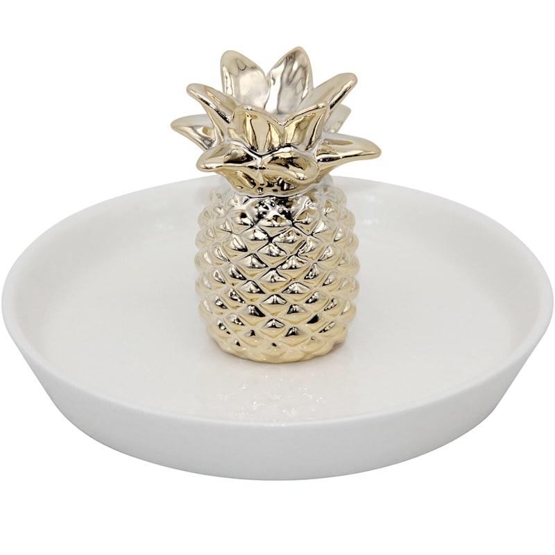 5 5in Ceramic Gold Pineapple Trinket Tray At Home