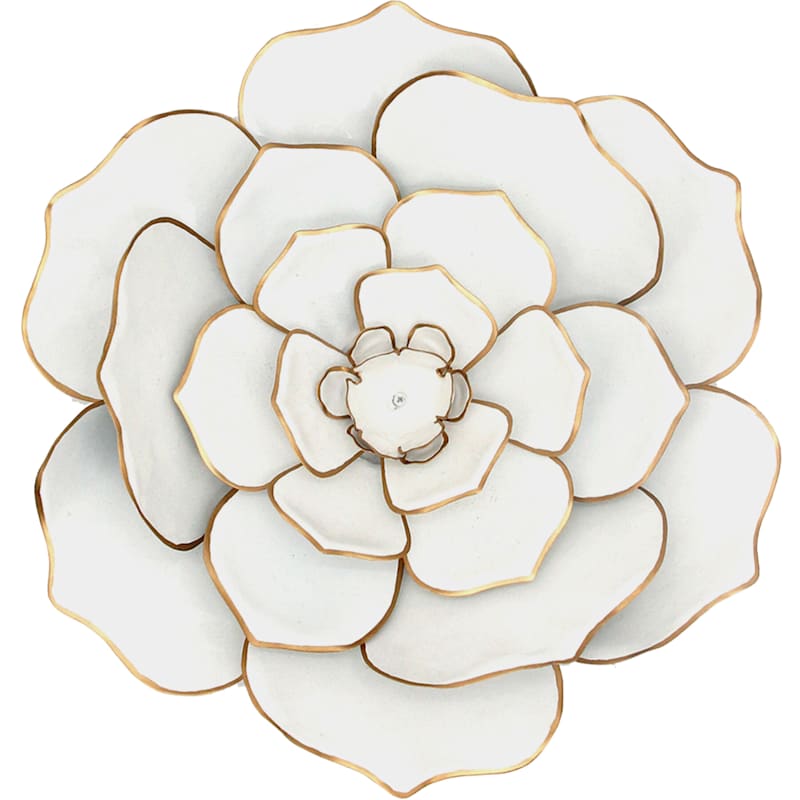 16in White Gold Metal Flower Wall Decor At Home