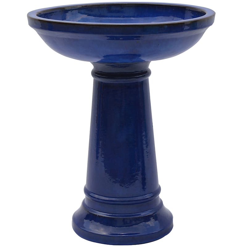 Beauly Ceramic Birdbath 22 8in Blue At Home