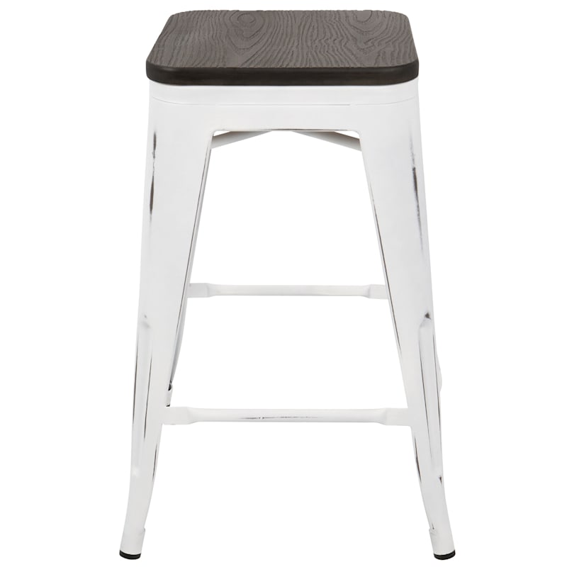 Oregon Vintage White Industrial Barstool 24 At Home