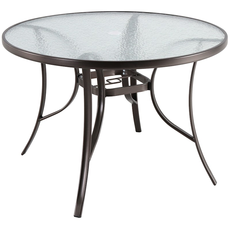 Wave Tempered Glass Top Dining Table, 42 Round Patio Table Glass Top