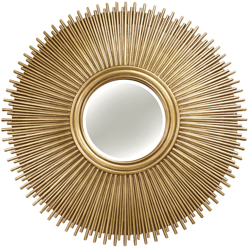 49in Round Sunburst Polyurethane Soft Gold Wall Mirror At Home