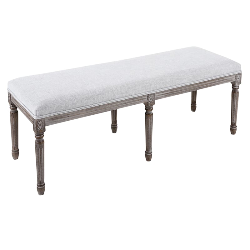 Heritage Light Grey Linen Bench At Home