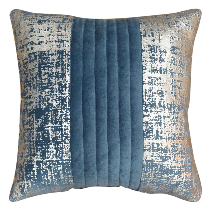 Blue Silver Metallic Woven Pillow 18x18 At Home