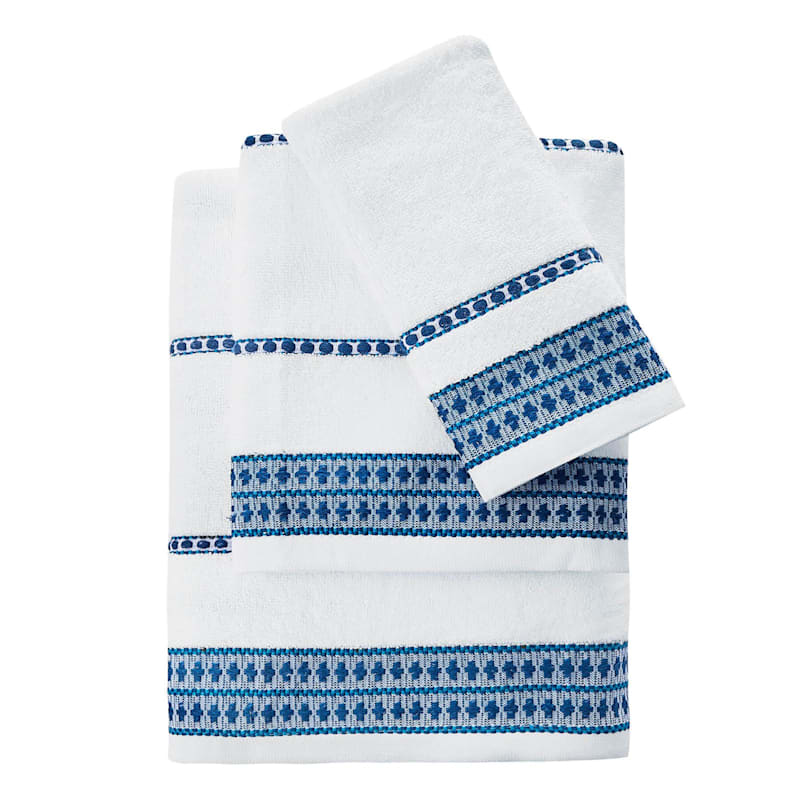 White/Navy Decadent Bath Towel At Home