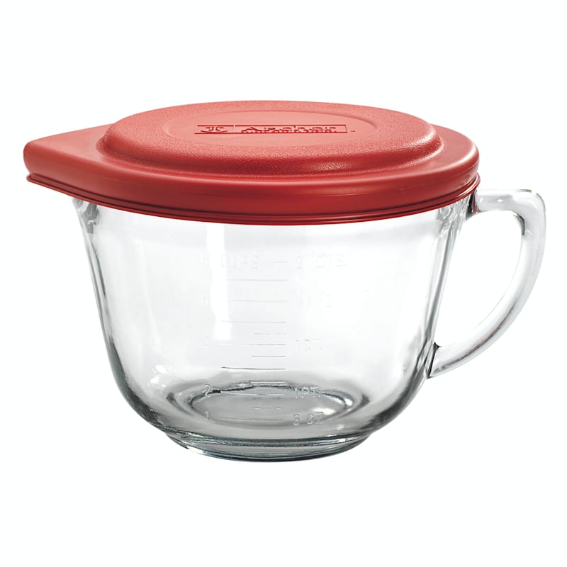 Anchor Hocking 2 Qt Batter Bowl with Red Lid At Home