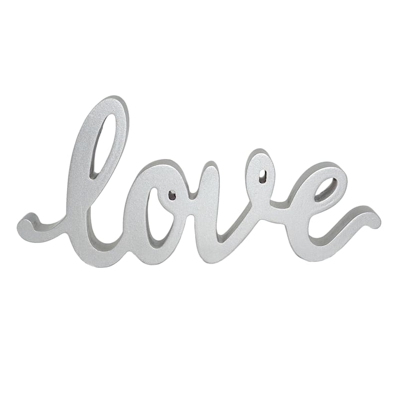 10X5 Silver Love Script Sign At Home