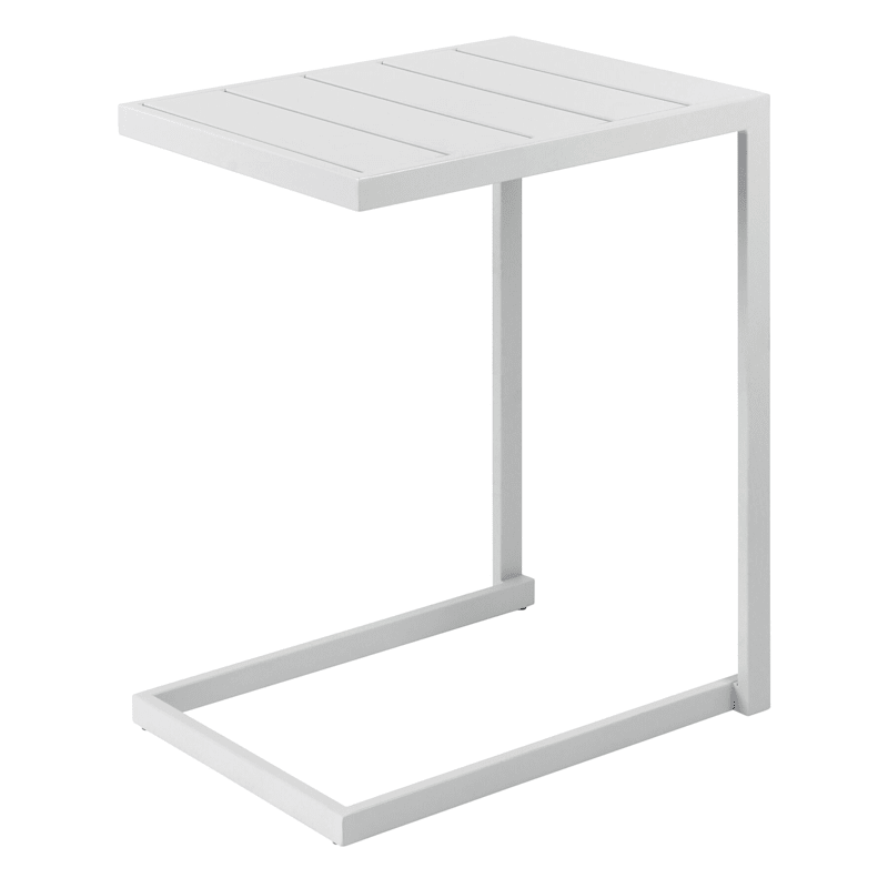 Rio White Steel Slat Outdoor C Table, Outdoor C Table