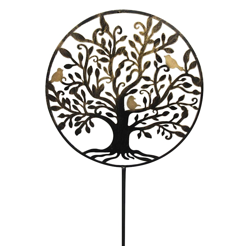 Download Metal Round Stake Silhouette Cut Out Tree Of Life Bird Scene At Home