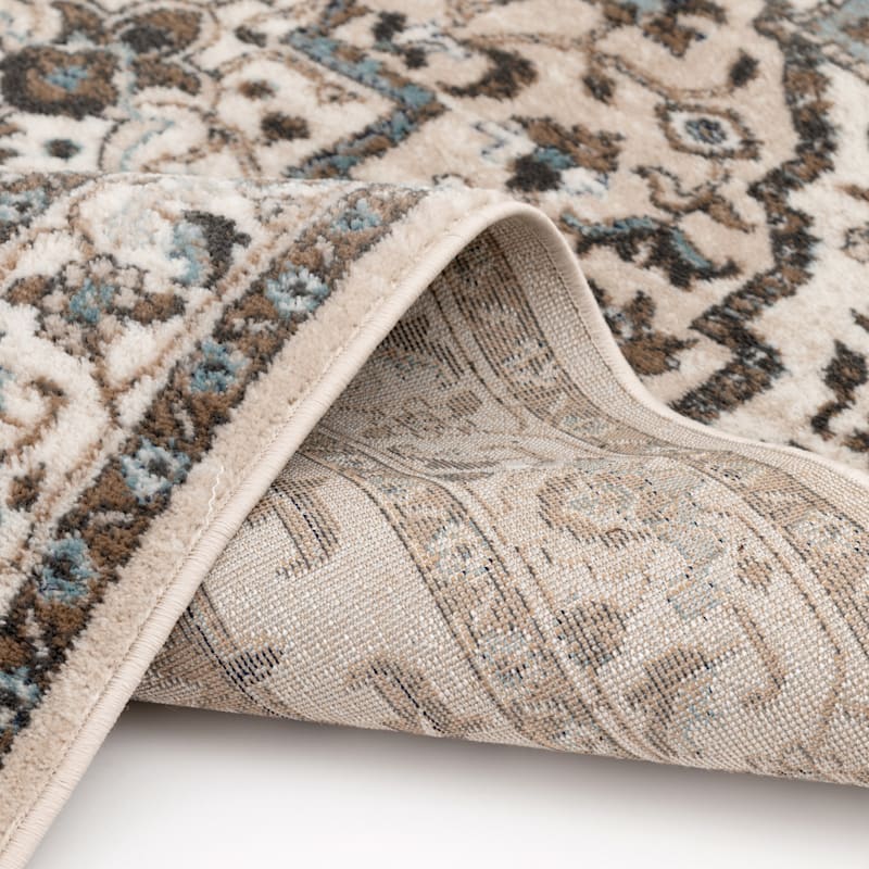 (D428) Ridley Floral Blue Woven Area Rug, 5x7 At Home