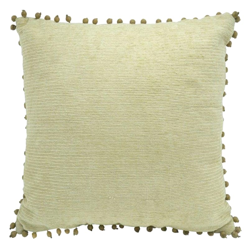 Natural Woven Jute Trim Pillow 18X18 At Home
