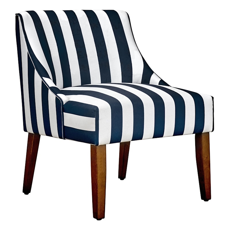 Navy/White Stripe Accent Chair | At Home