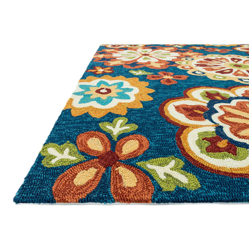 E138 Blue Floral Medallion Rug At Home
