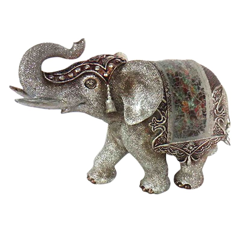 Silver Elephant Figurine, 6.5"