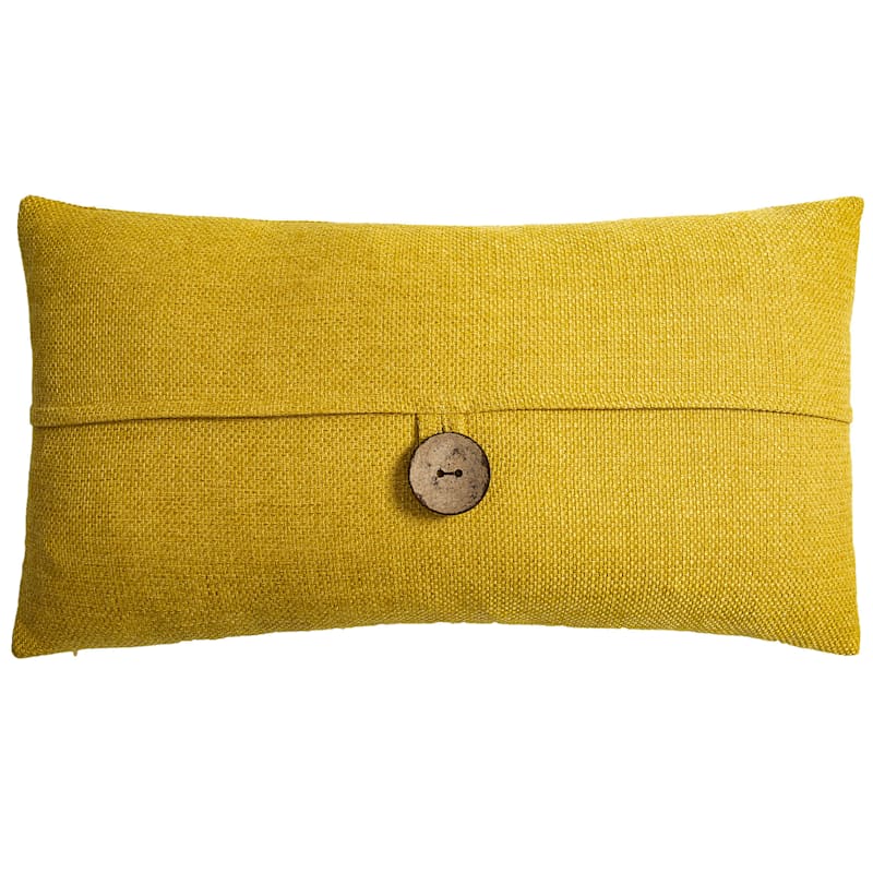 Clayton Yellow Coconut Button Throw Pillow, 13x24