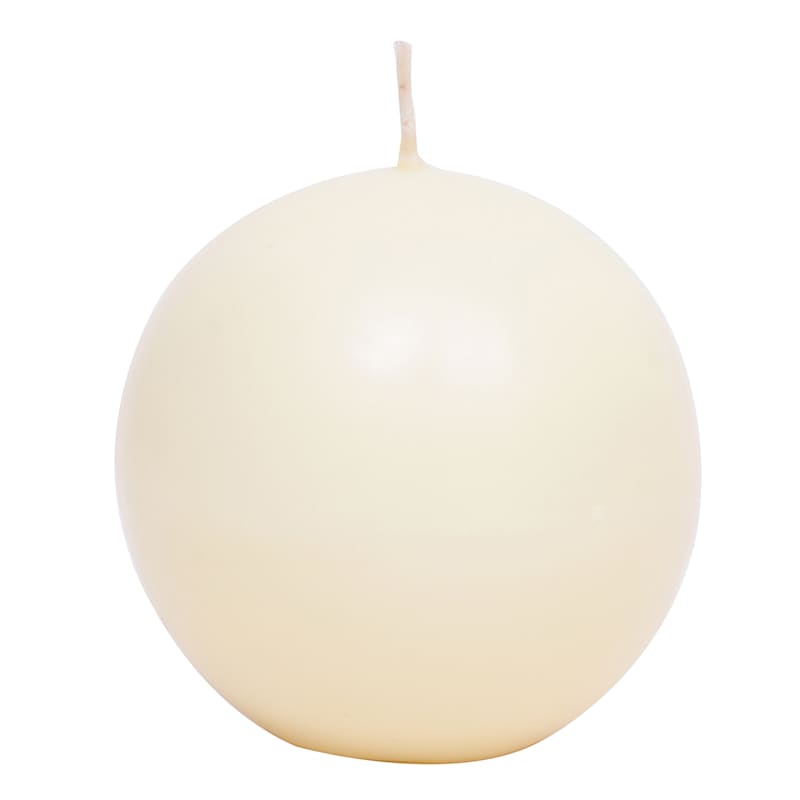 Ivory Unscented Overdip Sphere Candle, 4"