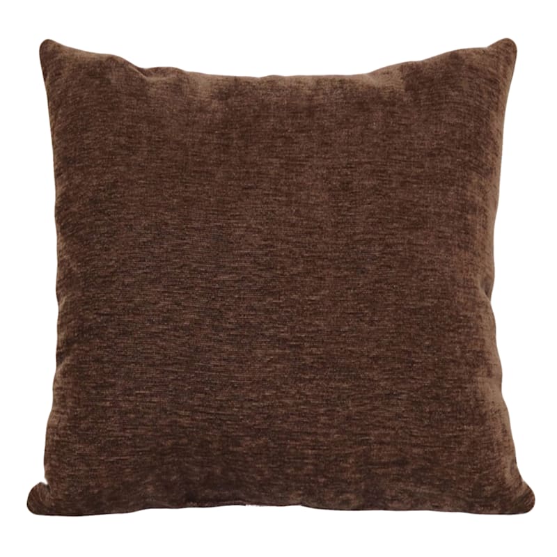 Reese Chocolate Chenille Throw Pillow, 18"