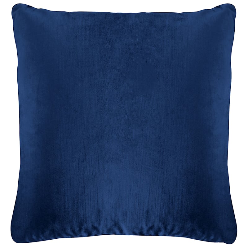 Gillmore Navy Blue Velvet Throw Pillow, 18"