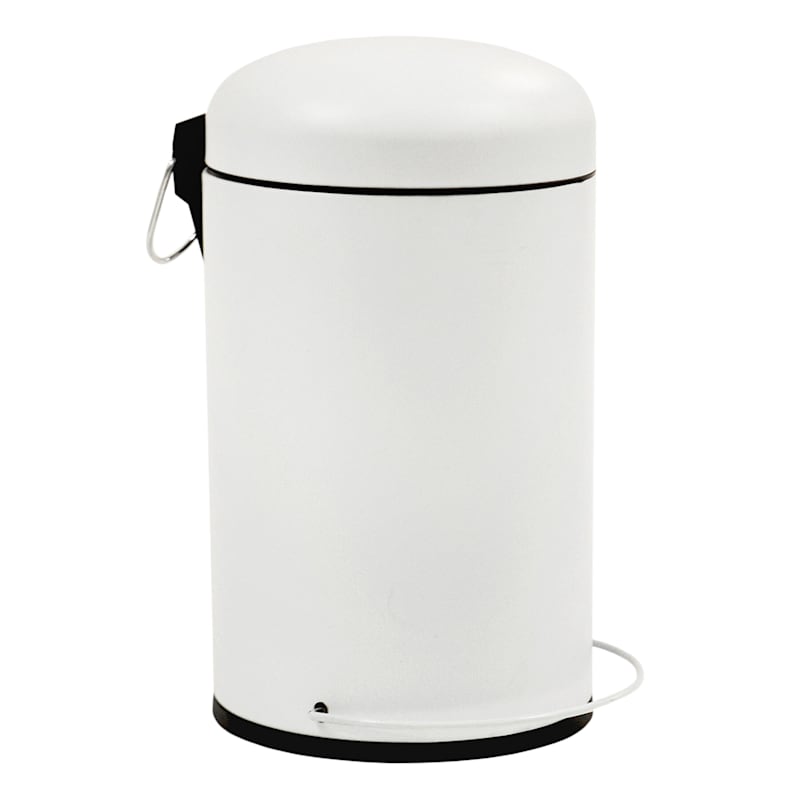 Hans Matte White Metal Round Step Trash Can with Removable Liner, 5l