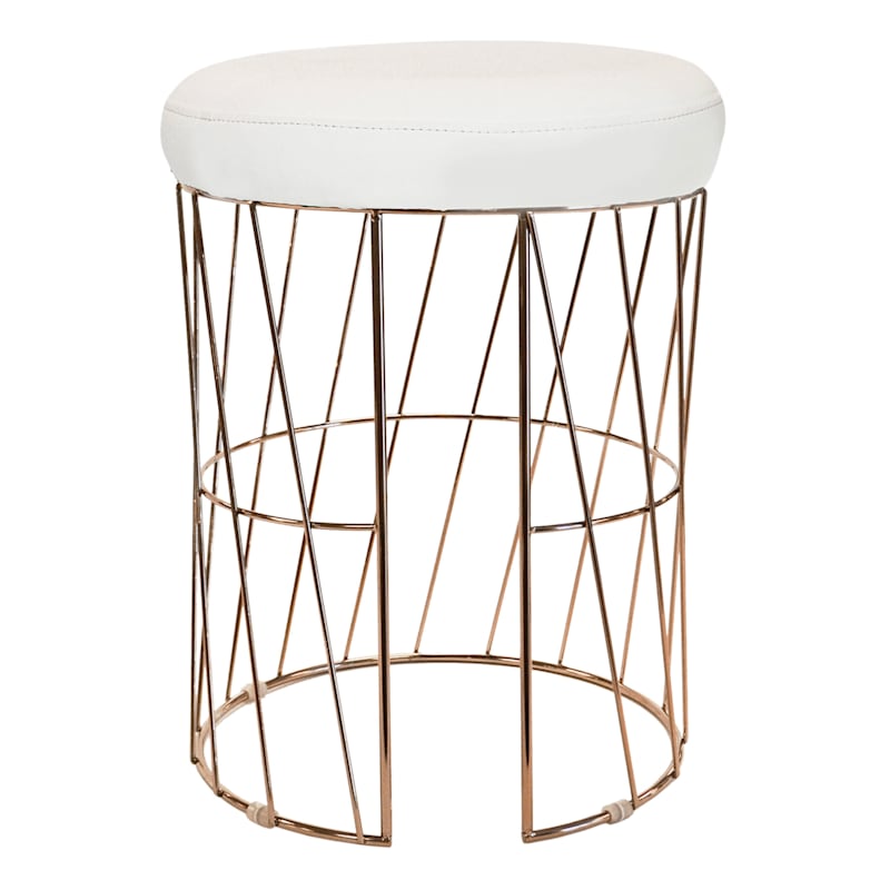 Diago Metallic Blush Wire Vanity Stool, How To Cover A Vanity Stool