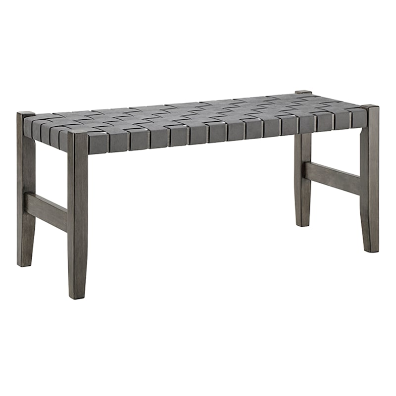 Honeybloom Faux Leather Strap Bench, Dark Grey
