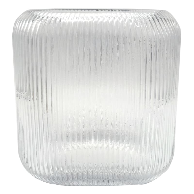 Laila Ali Ribbed Clear Glass Vase, 8"