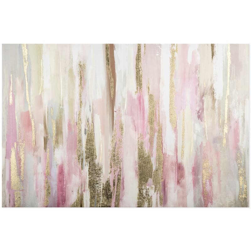 Pink & Gold Abstract Canvas Wall Art, 12x12  At Home