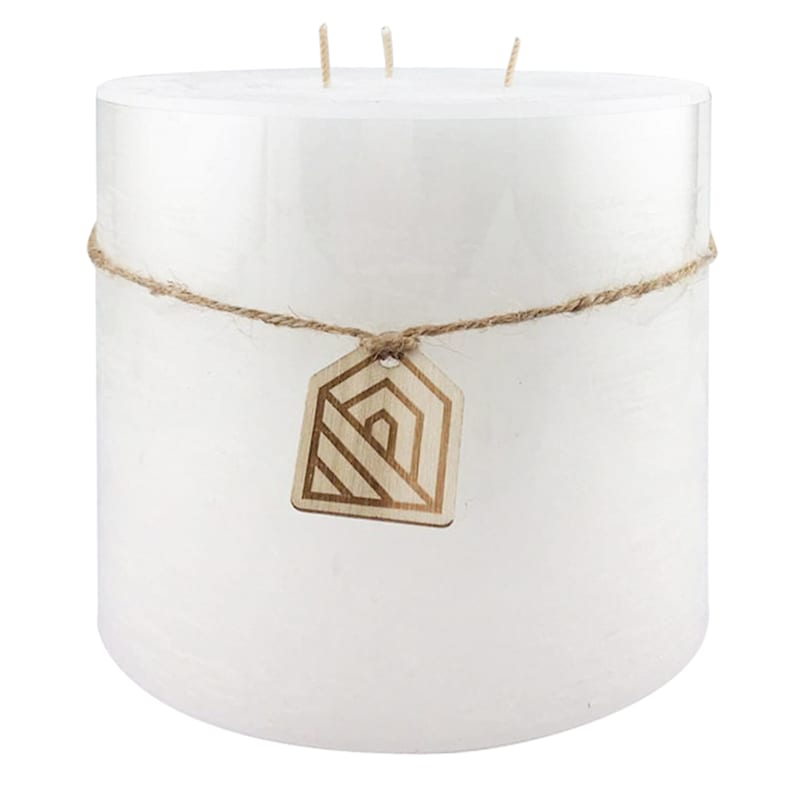 3-Wick White Unscented Pillar Candle, 5"