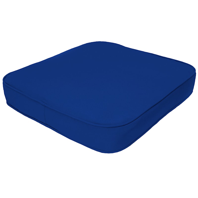 Cobalt Blue Canvas Outdoor Gusseted Back Cushion