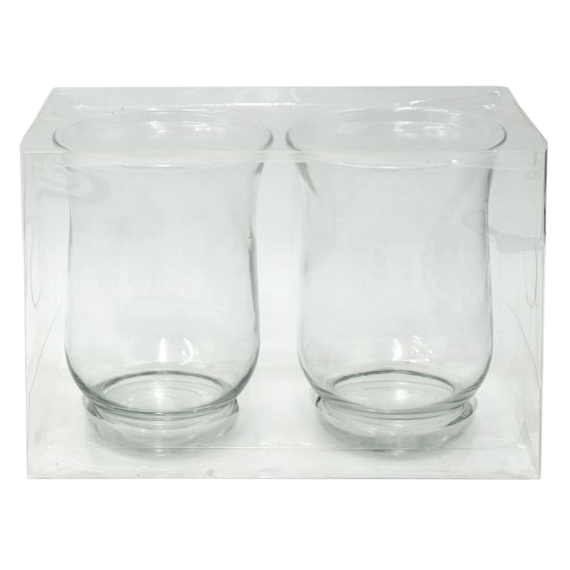 Set 2 Clear Glass Hurricanes At Home