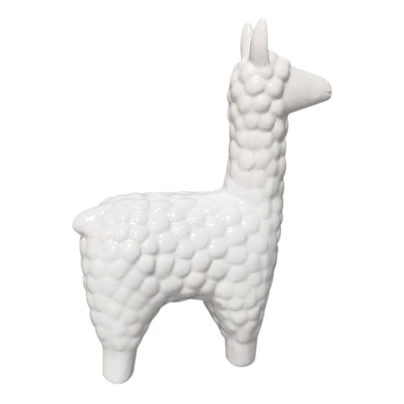 White Ceramic Lama, 4"