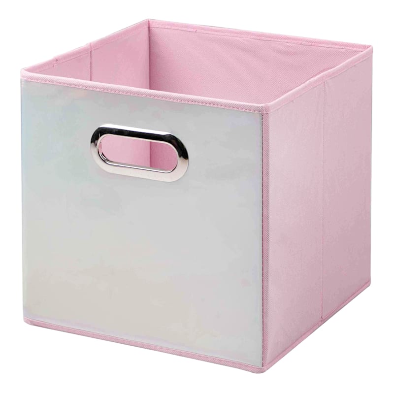 Kid Fabric Storage Cube Pink Holographic At Home Kid Fabric Storage Cube Pink, Pink Fabric Storage Cubes