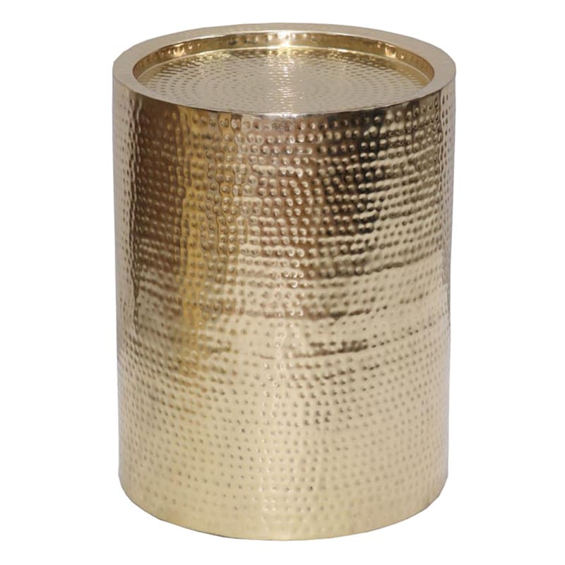 Hammered Gold Drum Accent Table, Small