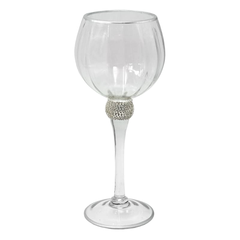 Stem Glass Candle Holder with Gems, 12"