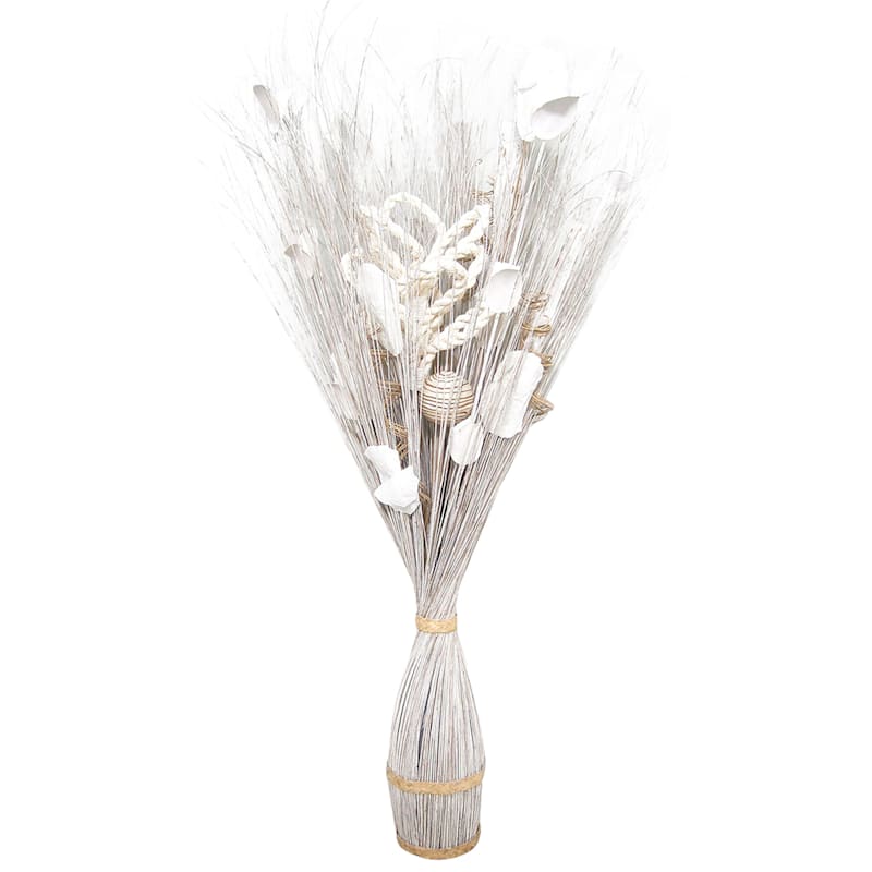 Dried White Coco Floral Bundle, 40"